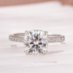 S925 Moissanite 2.5 Ct Square Cushion Cut White Gold Promise Bridal Ring - Image 5