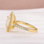 S925 Moissanite 2.5 Ct Halo Pear Cut Yellow Gold Travel Ring - Image 7