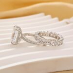 S925 2PC 7.0Ct Radiant Cut Engagement Ring with Cushion & Radiant Cut Wedding Band - Image 5