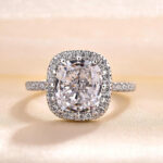 S925 Elegant Halo Cushion Cut Engagement Ring In Sterling Silver - Image 4
