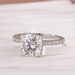 S925 Moissanite 2.5 Ct Square Cushion Cut White Gold Promise Bridal Ring - Image 4
