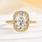 S925 Maxine Special Moissanite Halo 2.5 Carat Oval Cut Engagement Ring In Sterling Silver - Image 6