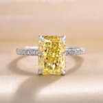 S925 Beautifully 3.5 Carat Yellow Sapphire Radiant Cut Engagement Ring - Image 5