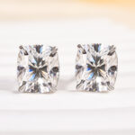 S925 2.0Ct*2 Moissanite Cushion Cut Women's Stud Earrings In Sterling Silver - Image 2