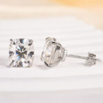 S925 2.0Ct*2 Moissanite Cushion Cut Women's Stud Earrings In Sterling Silver - Image 4