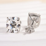 S925 2.0Ct*2 Moissanite Cushion Cut Women's Stud Earrings In Sterling Silver - Image 5