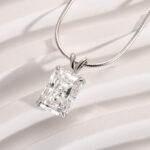 S925 Maxine Moissanite 4.5 Carat Radiant Cut Pendant Necklace In Sterling Silver