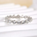 S925 Sterling Silver Eternity Round Cut Women's Stackable Wedding Band - Image 4