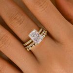 S925 3PC Wedding Set Elegant 3.5 Carat Radiant Cut Simulated Diamond Engagement Ring with Round & Marquise Accents Bands - Image 6