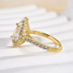 S925 3.0 Carat Stunning Halo Pear Cut Elegant Engagement Ring In Sterling Silver - Image 5