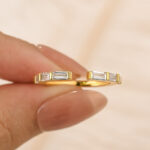 S925 1.2Ct Open Emerald Cut Half Wedding Band In Sterling Silver