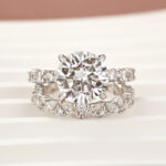 S925 Moissanite 4.0Ct Round Cut White Gold Wedding Ring with Round & Marquise Cut Wedding Ring - Image 3