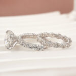S925 Moissanite 4.0Ct Round Cut White Gold Wedding Ring with Round & Marquise Cut Wedding Ring - Image 4