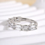 S925 Exquisite Emerald Cut Women's Wedding Band In Sterling Silver - Image 5