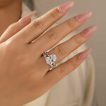S925 2PC 4.5Ct Oval Cut Engagement Ring With Round Cut Full Eternity Wedding Band - Image 5