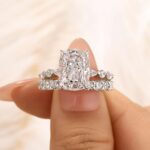 S925 5.0Ct Cushion Cut Engagement Ring With Classic Wedding Band - Image 5