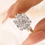 S925 Luxurious Crushed Ice Hybrid Radiant Cut Three Stone Engagement Ring In Sterling Silver - Image 6