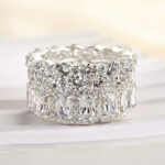 S925 Honorable Cushion Cut 3PC Wedding Band Set For Women In Sterling Silver - Image 4