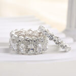 S925 Honorable Cushion Cut 3PC Wedding Band Set For Women In Sterling Silver - Image 5