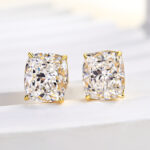 S925 2.0Ct*2 Classic Crushed Ice Cushion Cut Women's Stud Earrings In Sterling Silver - Image 10