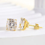 S925 2.0Ct*2 Classic Crushed Ice Cushion Cut Women's Stud Earrings In Sterling Silver - Image 11