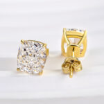 S925 2.0Ct*2 Classic Crushed Ice Cushion Cut Women's Stud Earrings In Sterling Silver - Image 12