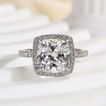 S925 Amazing 3.5 Carat Cushion Cut Halo Engagement Ring In Sterling Silver - Image 6