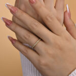 S925 Exclusive Yellow Gold Channel Set Curved Half Wedding Band - Image 2
