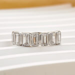 S925 2.8Ct Emerald Cut Bezel Half Wedding Band Travel Ring In Sterling Silver - Image 3