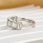 S925 2.8Ct Emerald Cut Bezel Half Wedding Band Travel Ring In Sterling Silver - Image 4