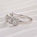 S925 Moissanite Halo Five Stone White Gold Anniversary Ring In Sterling Silver - Image 6