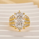 S925 7.0 Carat Radiant Cut Wedding Ring Set With Enhancer Crown-Shaped Wedding Set - Image 3