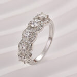 S925 Moissanite Halo Five Stone White Gold Anniversary Ring In Sterling Silver - Image 5