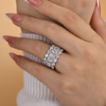 S925 Honorable Cushion Cut 3PC Wedding Band Set For Women In Sterling Silver - Image 6