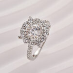 S925 Moissanite 1.2Ct Halo Round Cut White Gold Engagement Ring - Image 4