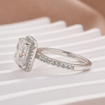 S925 Moissanite 3.0 Ct Halo Radiant Cut White Gold Engagement Ring - Image 5