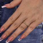 S925 Exclusive Yellow Gold Channel Set Curved Half Wedding Band - Image 3