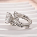 S925 Moissanite 4.0 Ct Oval Cut Insert Wedding Ring Set With Jacket Stack Wedding Band - Image 8
