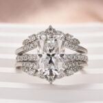S925 Moissanite 3.5 Ct Radiant Cut Insert Wedding Ring Set With Jacket Stack Wedding Band - Image 6