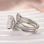 S925 Moissanite 3.5 Ct Radiant Cut Insert Wedding Ring Set With Jacket Stack Wedding Band - Image 8