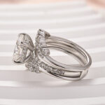 S925 Moissanite 3.0 Ct Cushion Cut Insert Wedding Ring Set With Jacket Stack Wedding Band - Image 6