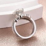 S925 Moissanite 3.0 Ct Cushion Cut Insert Wedding Ring Set With Jacket Stack Wedding Band - Image 8