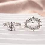 S925 Moissanite 3.0 Ct Cushion Cut Insert Wedding Ring Set With Jacket Stack Wedding Band - Image 7