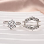 S925 Moissanite 3.0 Ct Round Cut Insert Wedding Ring Set With Jacket Stack Wedding Band - Image 7
