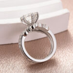 S925 Moissanite 3.0 Ct Round Cut Insert Wedding Ring Set With Jacket Stack Wedding Band - Image 9
