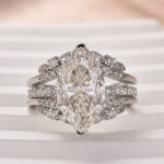 S925 Moissanite 4.0 Ct Marquise Cut Insert Wedding Ring Set With Jacket Stack Wedding Band - Image 4