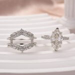 S925 Moissanite 4.0 Ct Marquise Cut Insert Wedding Ring Set With Jacket Stack Wedding Band - Image 5