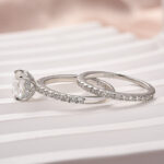 S925 Moissanite 2.0 Ct Square Cushion Wedding Ring Set With Half Halo Wedding Band - Image 5