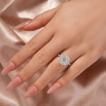S925 Moissanite 1.2Ct Halo Round Cut White Gold Engagement Ring - Image 2