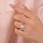 S925 Moissanite 3.0 Ct Halo Radiant Cut White Gold Engagement Ring - Image 3